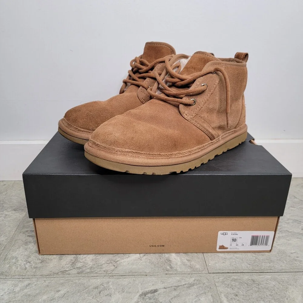 UGG Men's Lace Up Suede Neumel Chukka Boots Chestnut Size 10